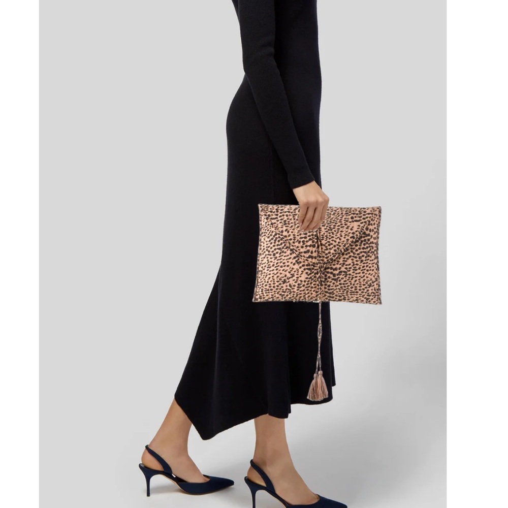 Ulla Johnson Animal Print Quilted Envelope Pouch O/S